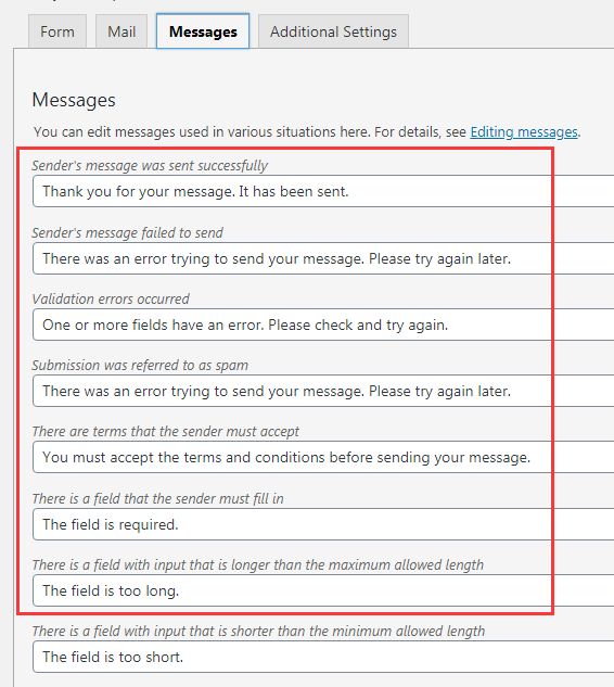 contact form 7 setting