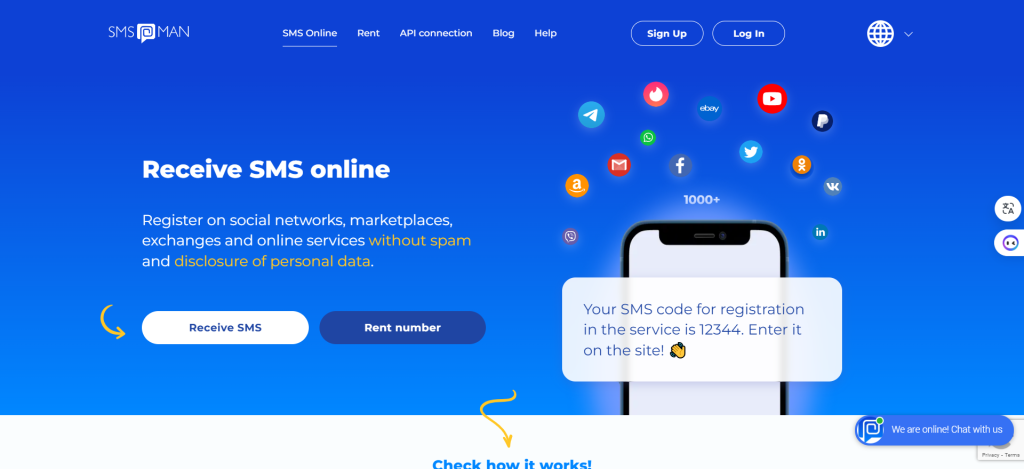 SMS-Man 网站截图